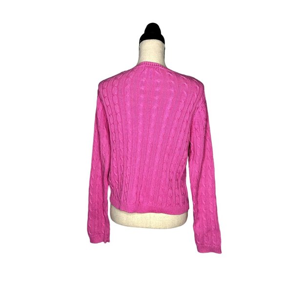 Vintage Lilly Pulitzer Pink Cable Knit Crew Neck Cotton Pullover Sweater Size 14 - Picture 4 of 8